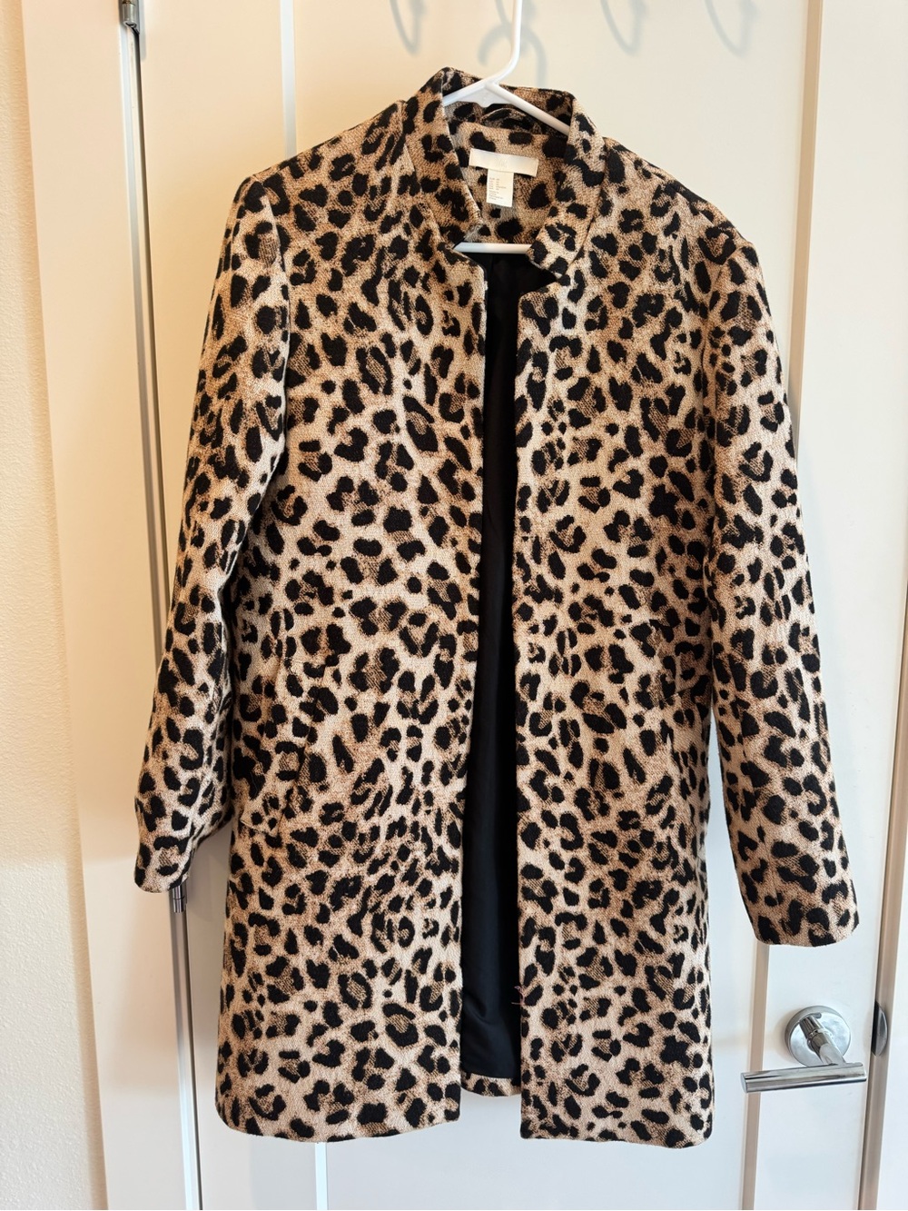 H&M Leopard Print Pea Coat - Beige & Black